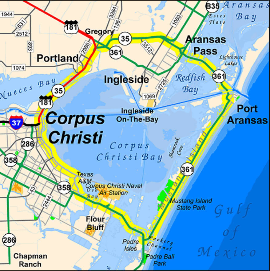 Corpus Christi Map Texas